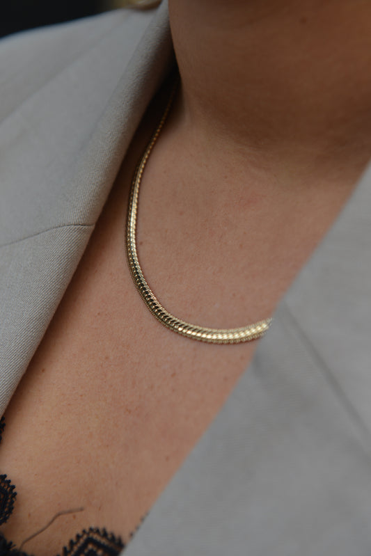 Collier Plaqué or maille anglaise plate Gaby