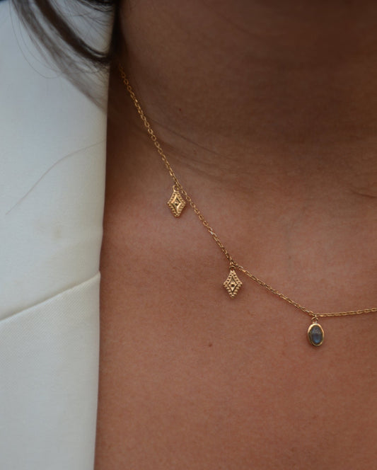 Collier Plaqué Or pampille & Labradorite Athéna