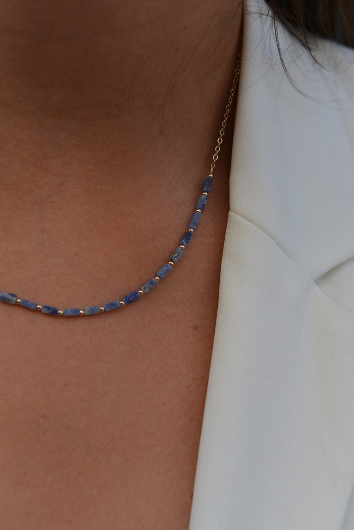 Collier Plaqué Or & Lapis Lazuli Abyss