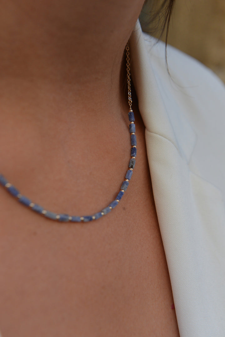 Collier Plaqué Or & Lapis Lazuli Abyss