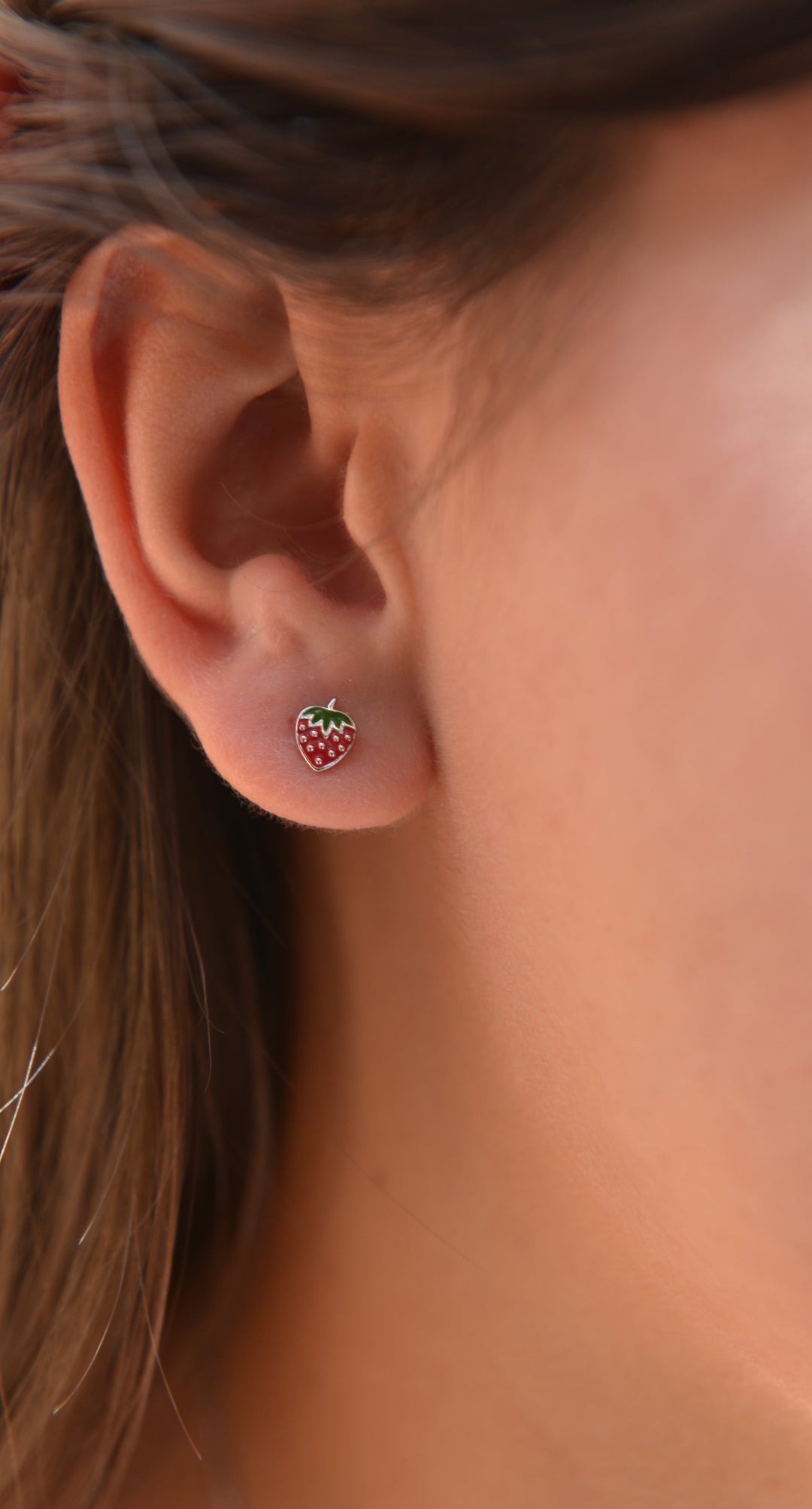 Boucles d'oreilles Argent 925 puces enfant Fraise