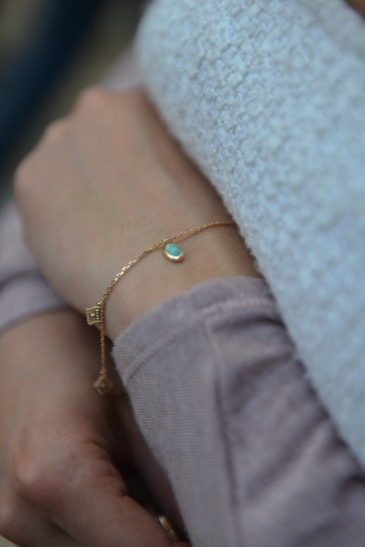 Bracelet Plaqué Or & Amazonite Athéna