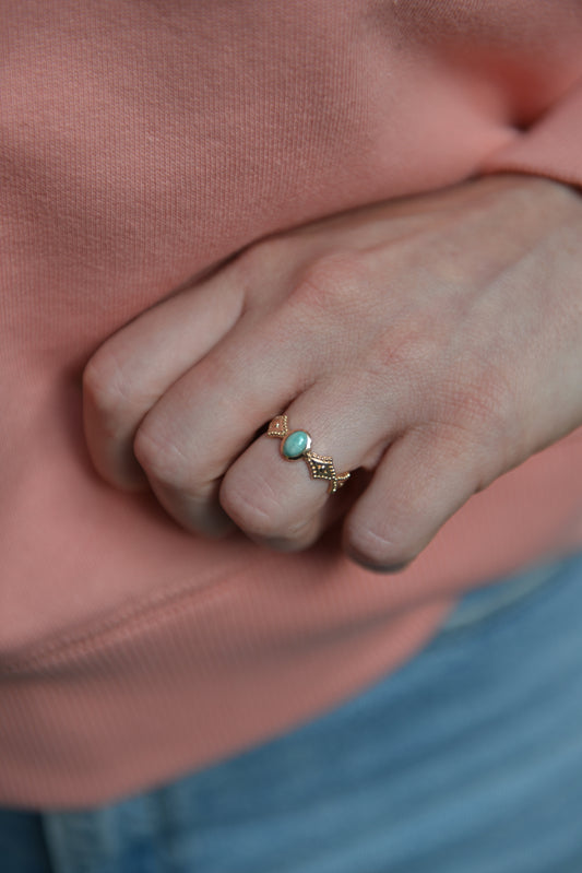 Bague Plaqué Or forme géométrique & Amazonite Athéna