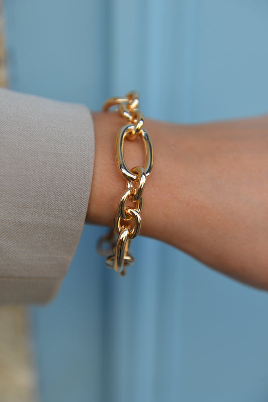 Bracelet Plaqué or grande maille Edgar