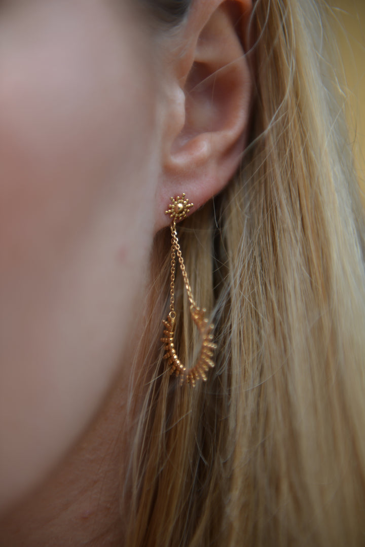 Boucles d'oreilles Plaqué Or pendantes Hélios
