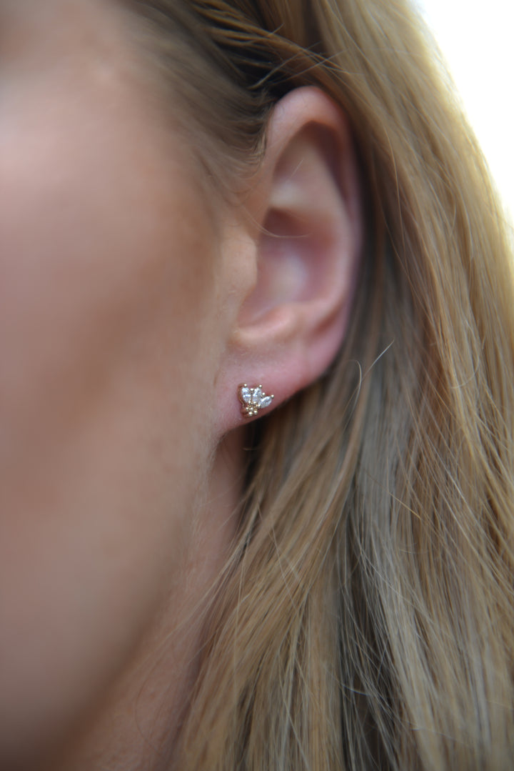 Boucles d'oreilles Plaqué Or & Oz puces Swan