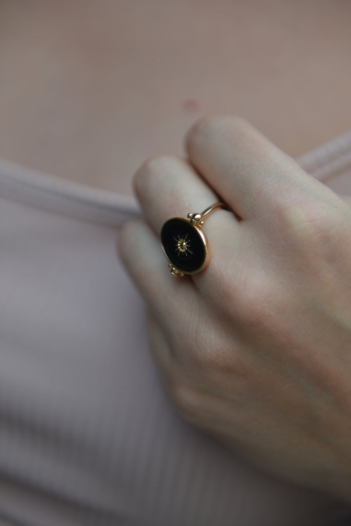 Bague Plaqué Or & Résine réversible Galaxie