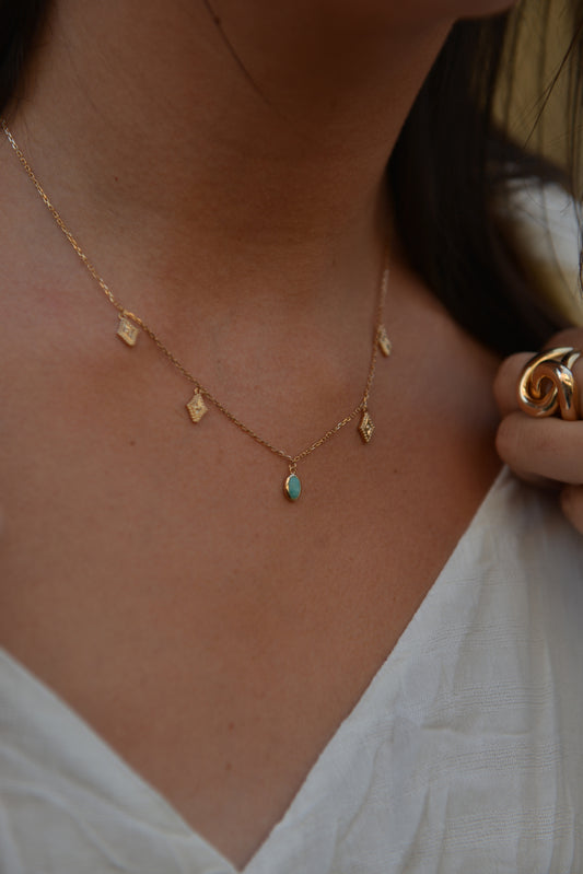 Collier Plaqué Or pampille & Amazonite Athéna