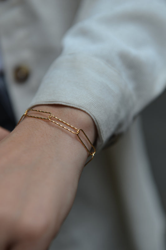 Bracelet Plaqué Or maille trombone diamanté Zoé