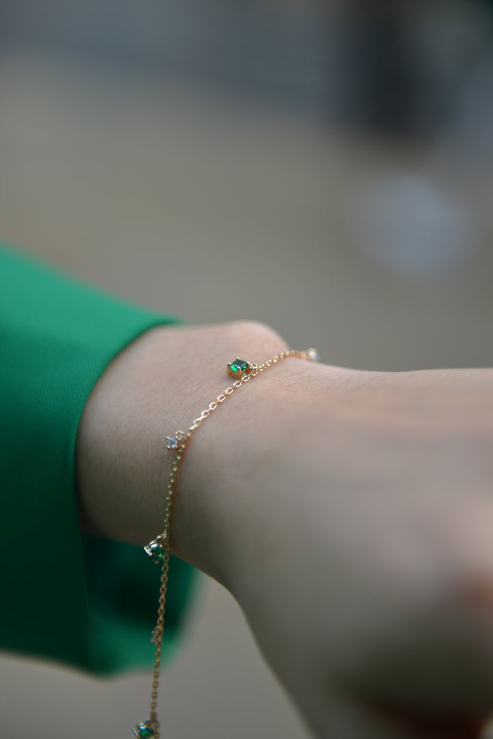 Bracelet Plaqué Or & Oz vert Frida