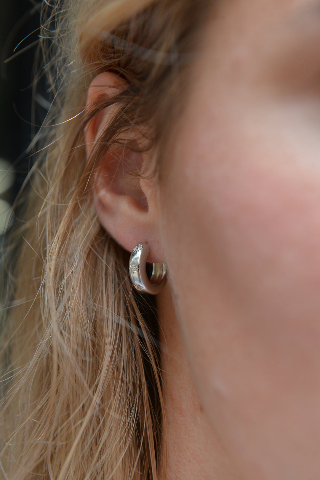 Boucles d'oreilles argent 925 créoles & motif étoile OZ Margotine
