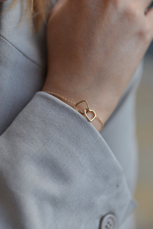Bracelet Plaqué or coeurs entrelacés Ange