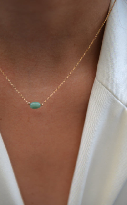 Collier Plaqué Or & Aventurine Galet