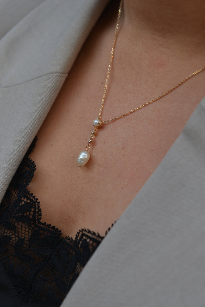 Collier Plaqué Or, Oz & perle Mistica