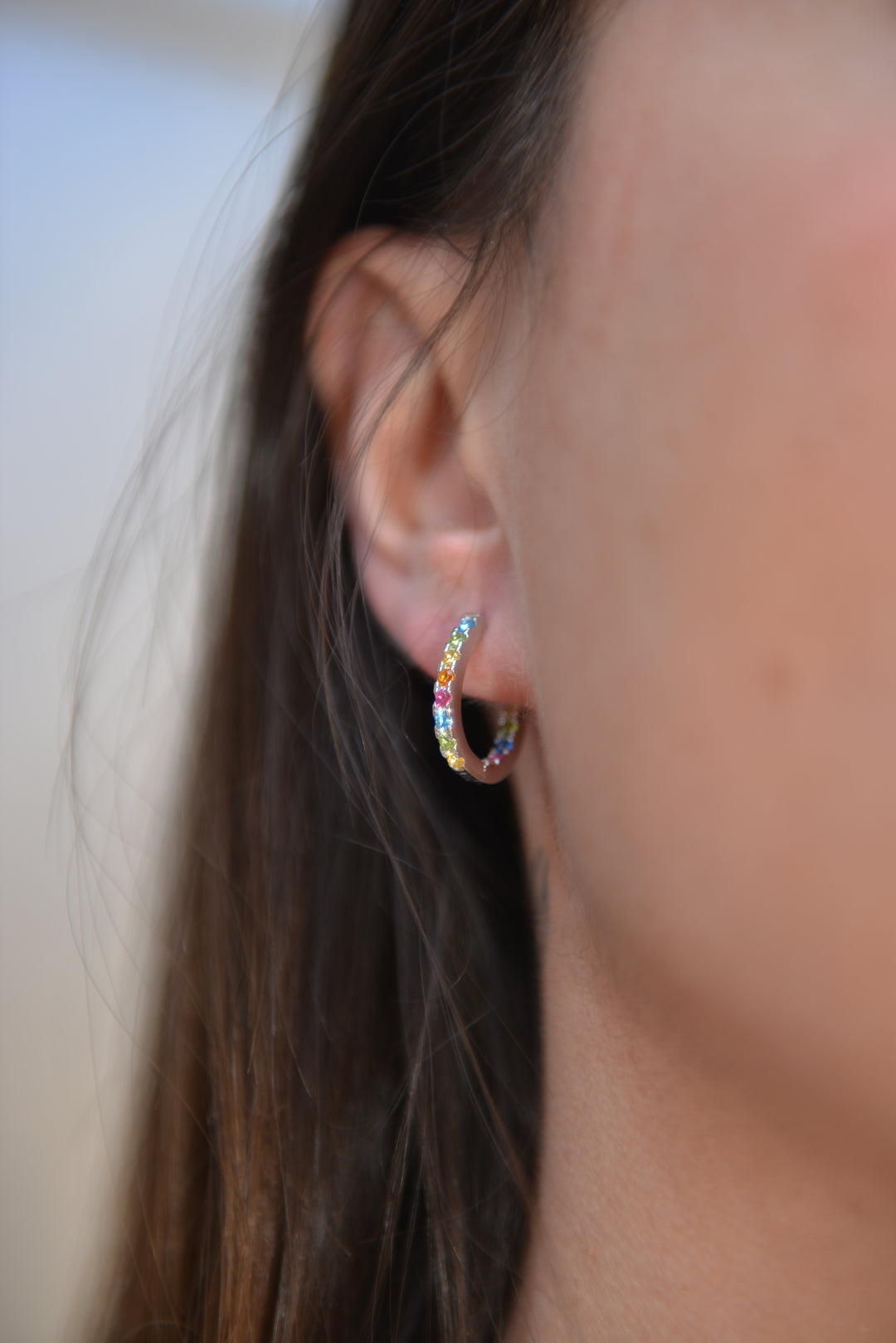 Boucles d'oreilles Argent 925 & OZ forme créole Rainbow