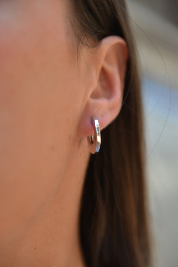 Boucles d'oreilles Argent 925 créoles plates Cooper