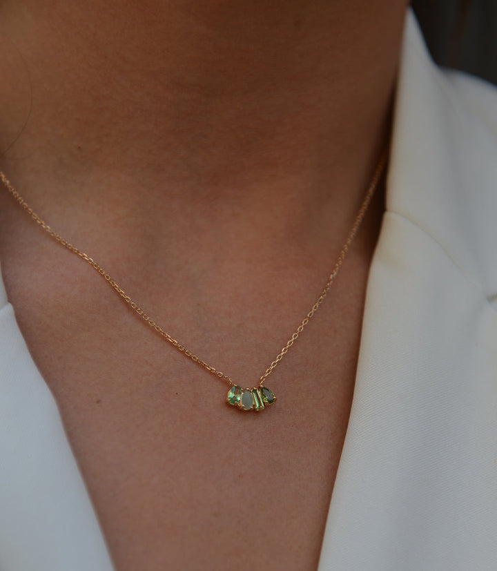 Collier Plaqué Or & Oz vert Olivia