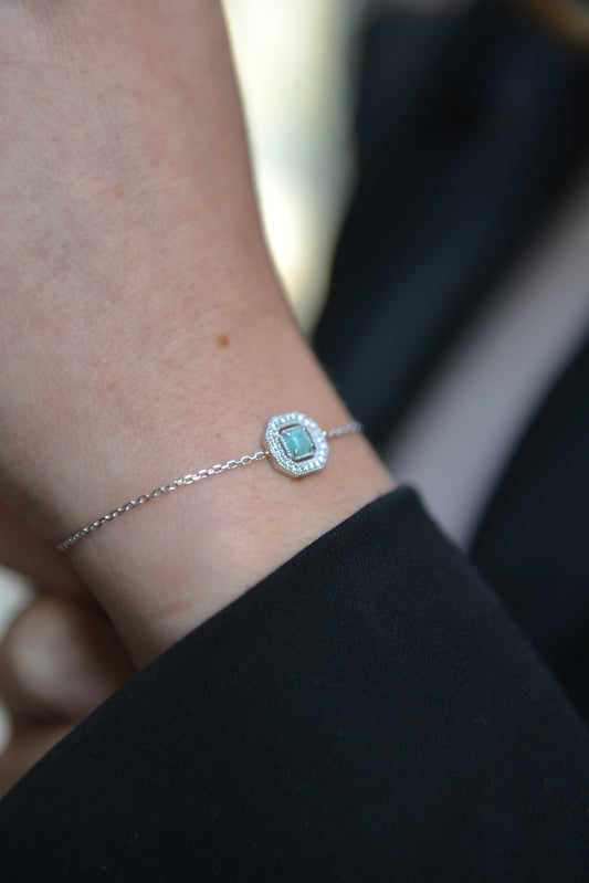 Bracelet Argent 925 & Amazonite & OZ Azul