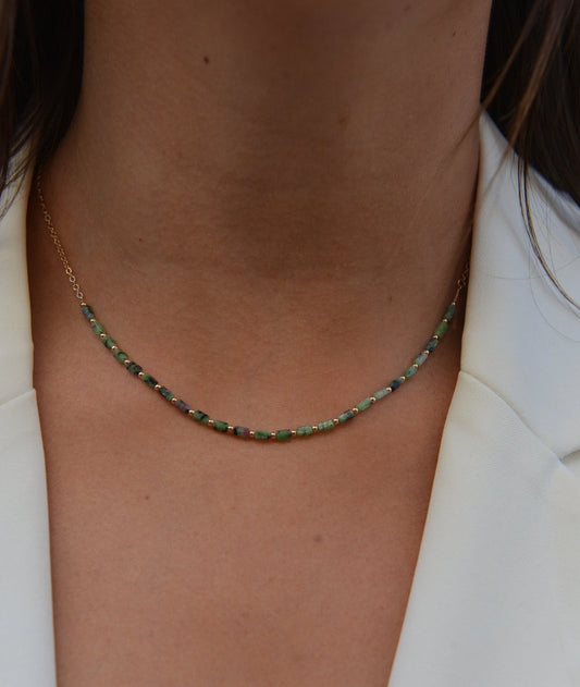 Collier Plaqué or & Rubis zoisite Abyss