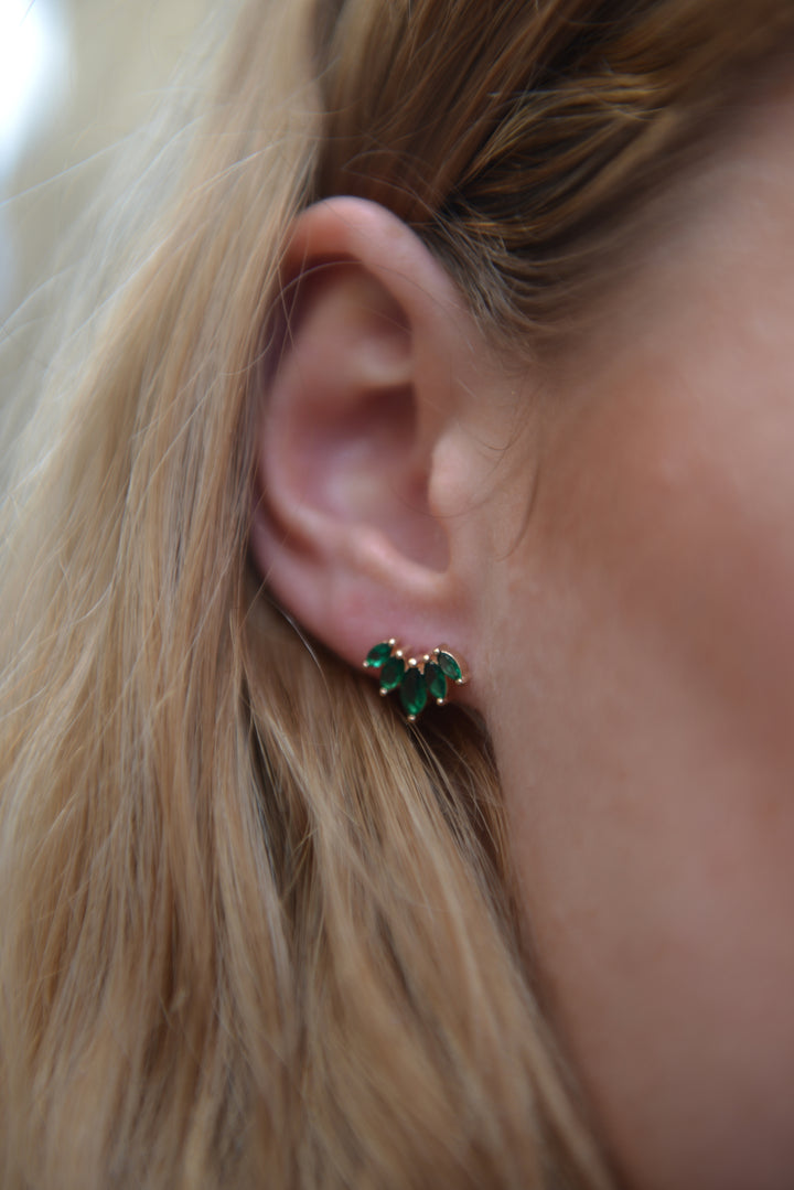 Boucles d'oreilles Plaqué Or & Oz vert puces Beatriz