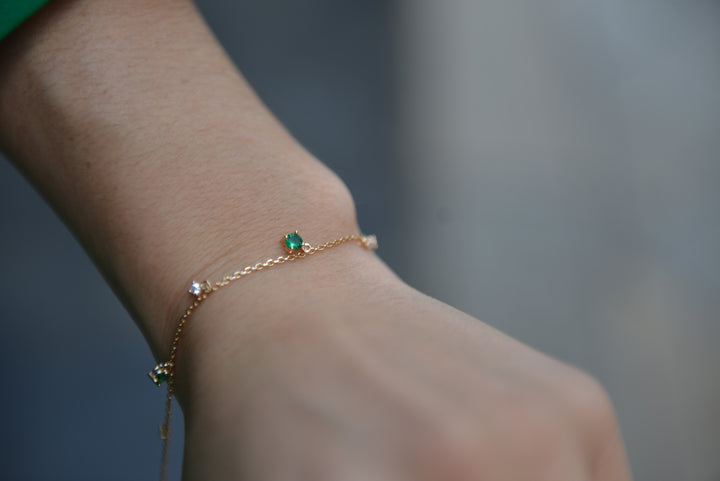 Bracelet Plaqué Or & Oz vert Frida