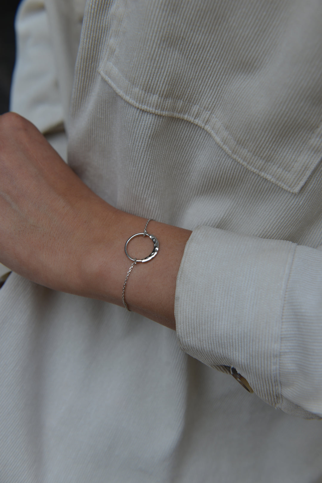 Bracelet Argent 925 motif cercle effet martelé Odin
