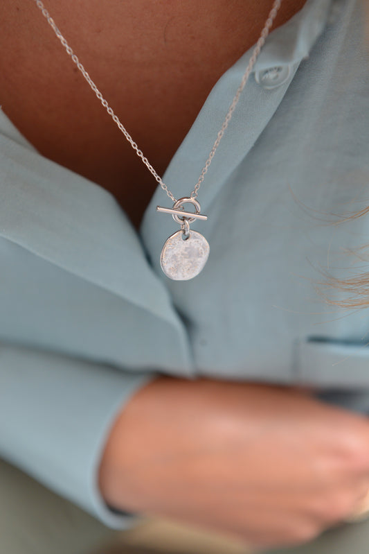Collier Argent 925 & médaille martelée Romy