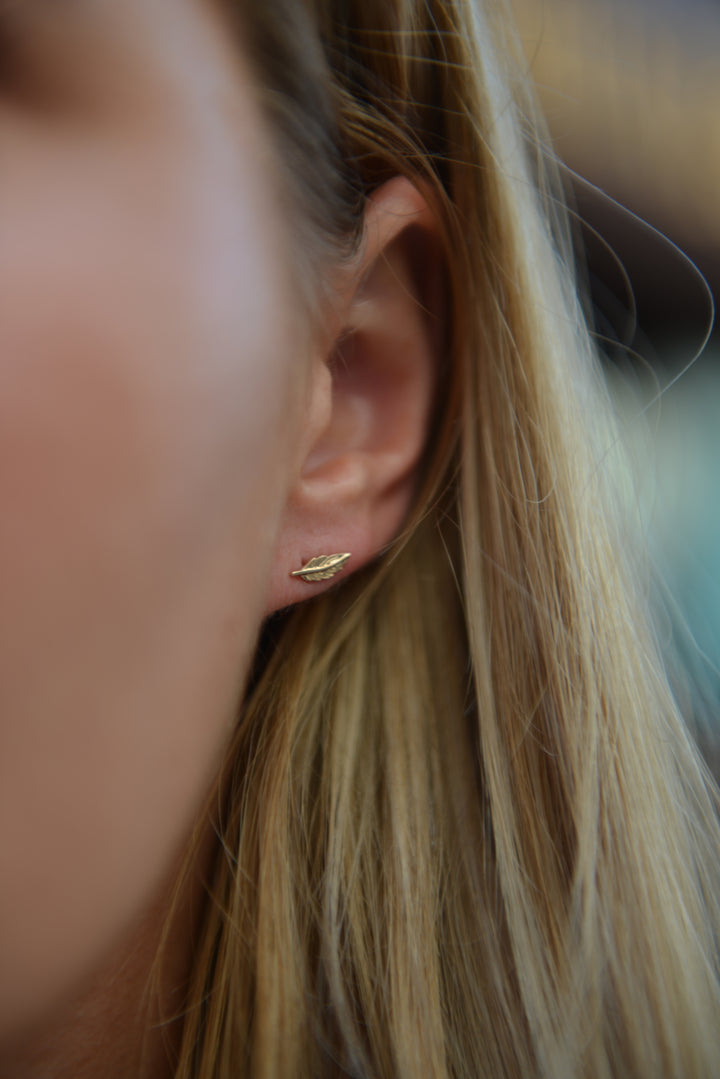 Boucles d'oreilles Plaqué or puces Plume