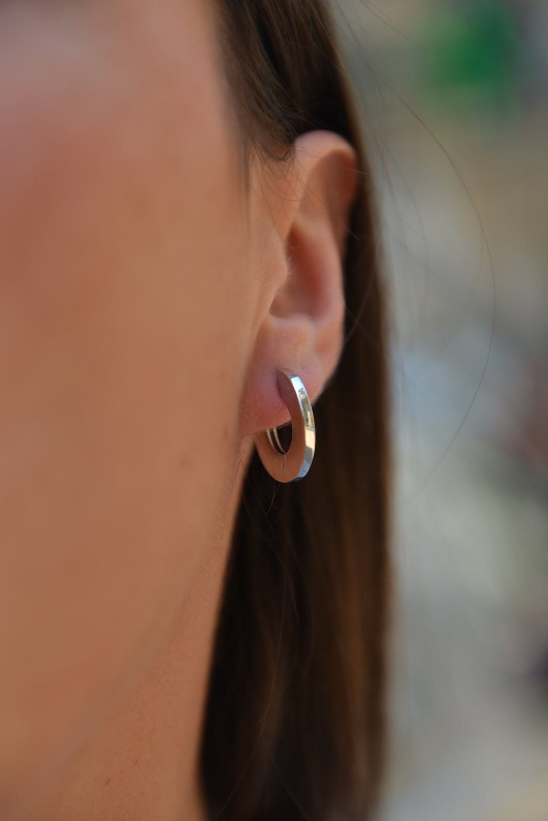 Boucles d'oreilles Argent 925 forme petites créoles plates Cooper