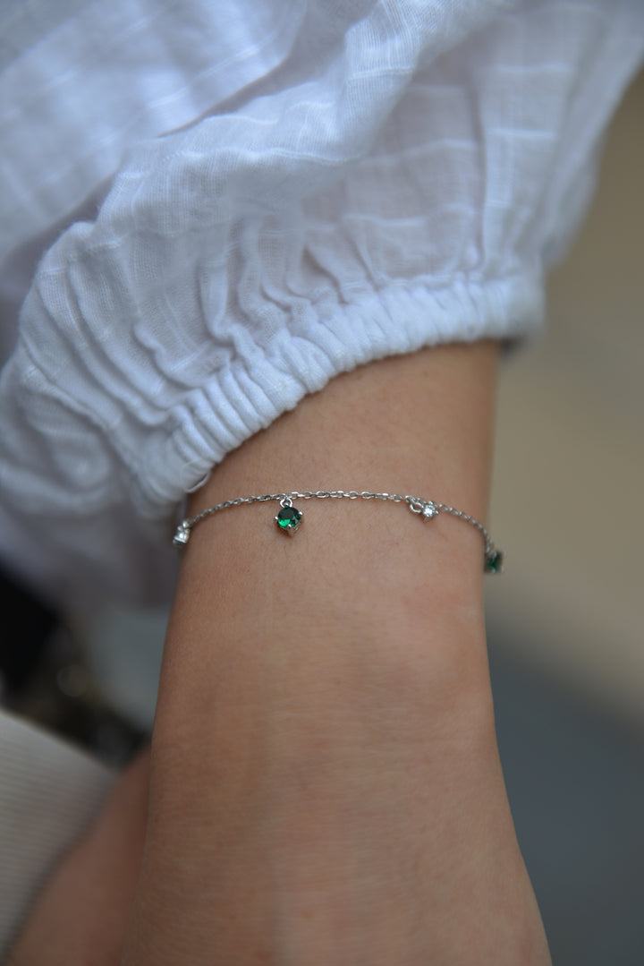 Bracelet Argent 925 & Oz vert Frida