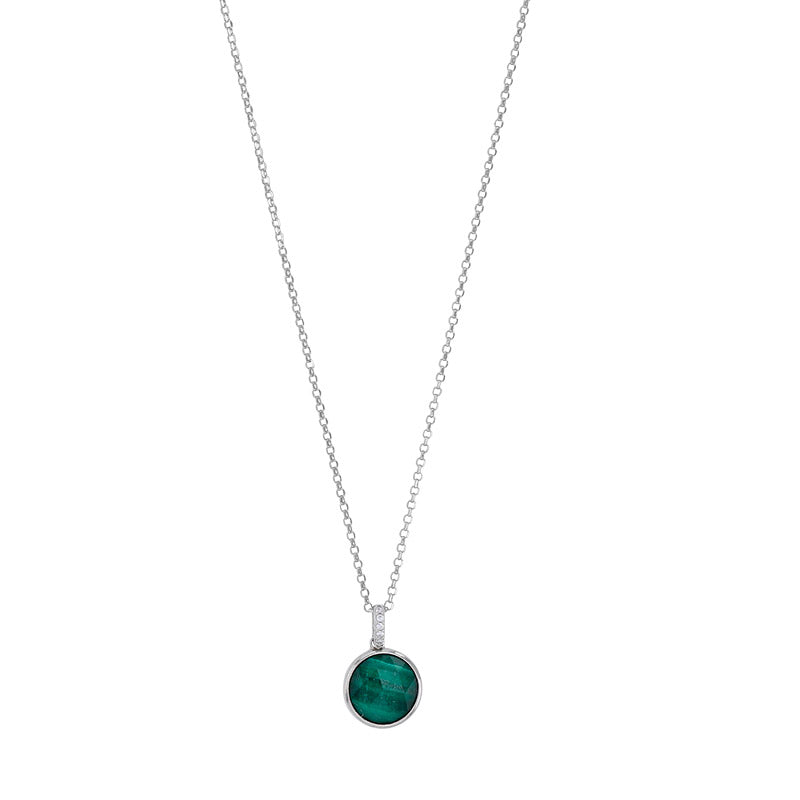 Collier Argent 925 Oz & Malachite Flora