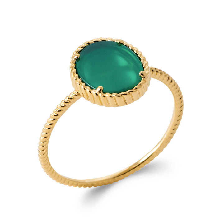 Bague Plaqué Or & Agathe verte Anastasia