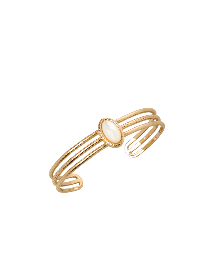 Bracelet Plaqué Or Aussière Saunier Jonc en nacre