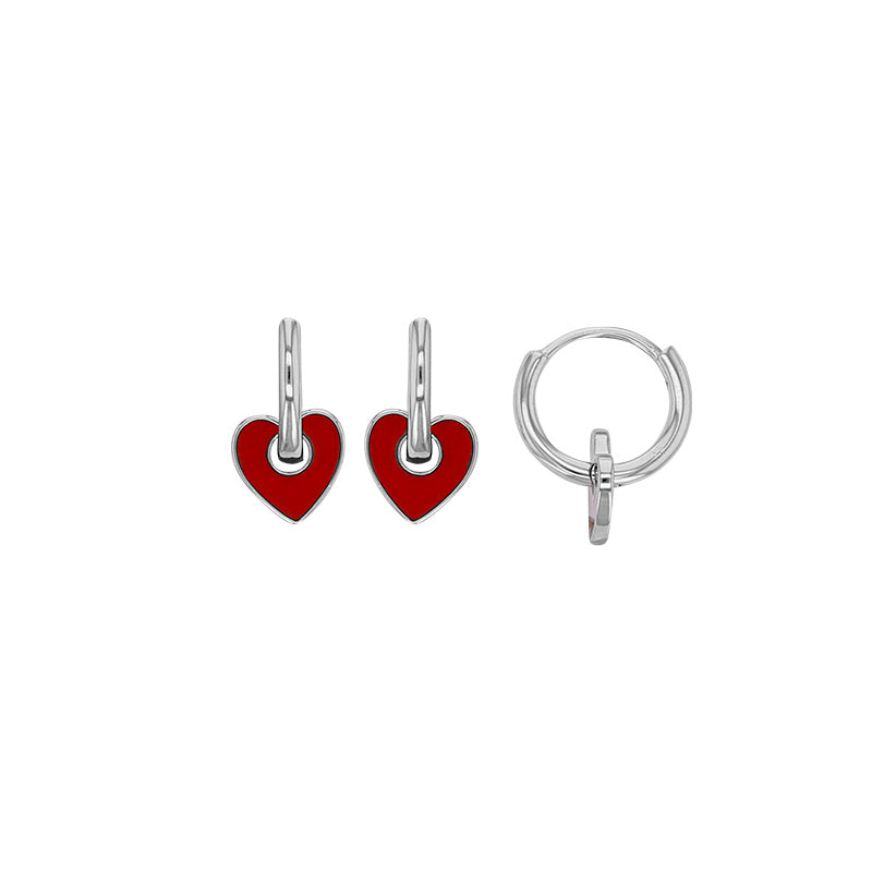 Boucles d'oreilles Argent 925 créole pampille coeur Cariño