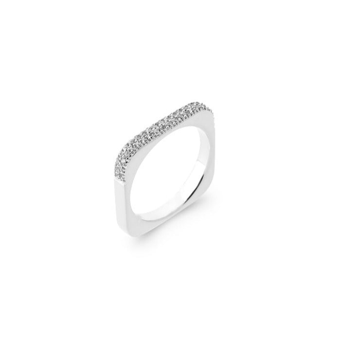 Bague Argent 925 forme carrée & OZ Comète