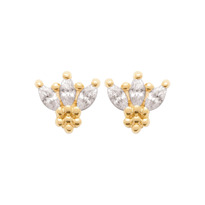 Boucles d'oreilles Plaqué Or & Oz puces Swan