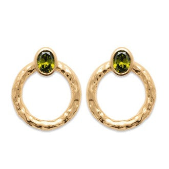 Boucles d'oreilles Plaqué or & Oz vert olive Cassini