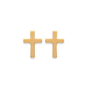 Boucles d'oreilles Plaqué Or puces Croix