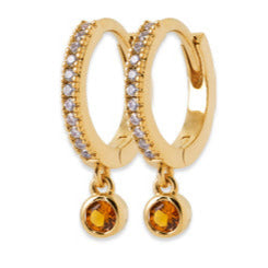 Boucles d'oreilles plaqué or créole pampille & OZ Citrine Mira