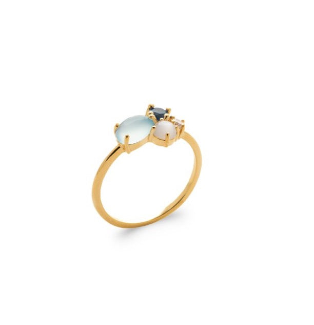 Bague Plaqué Or, Oz & Agate bleue Gaïa
