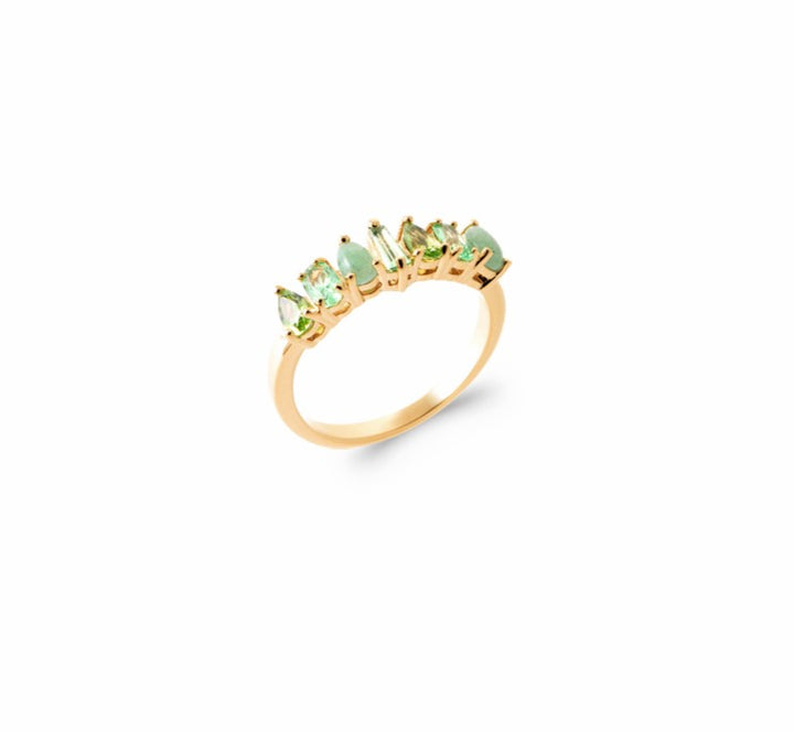 Bague Plaqué Or & OZ vert Olivia