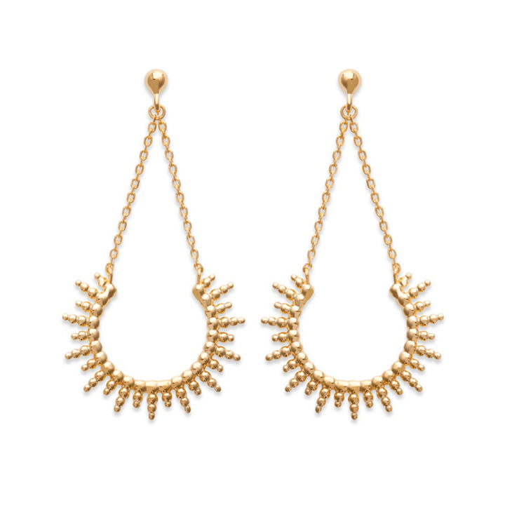 Boucles d'oreilles Plaqué Or pendantes Hélios