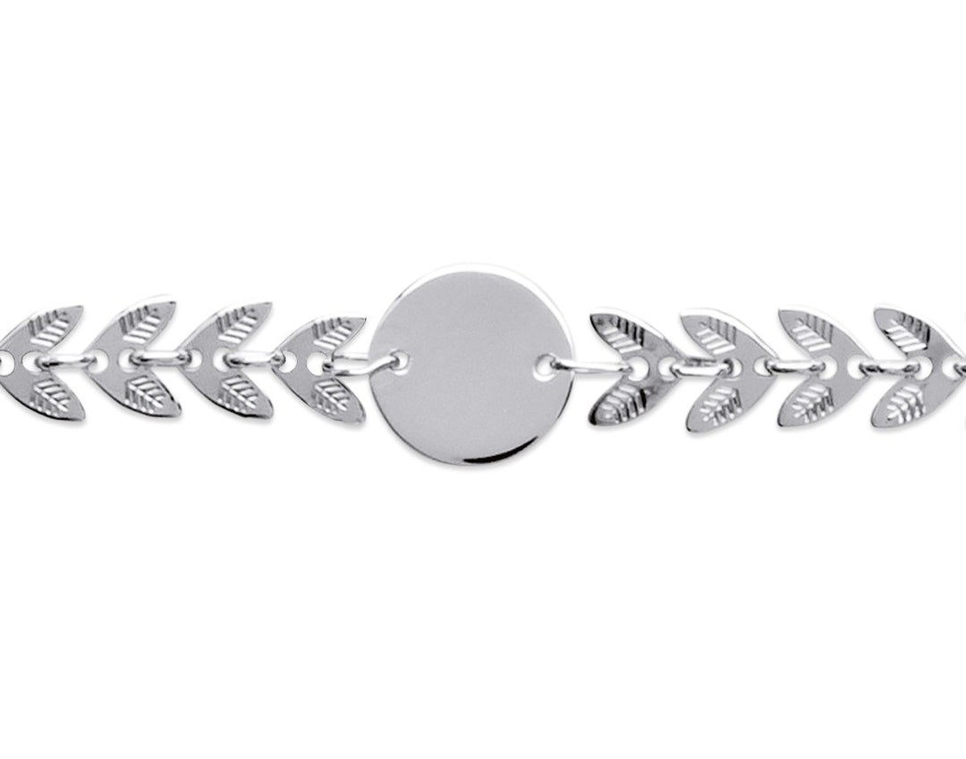 Bracelet Argent 925 médaille & laurier Hélie