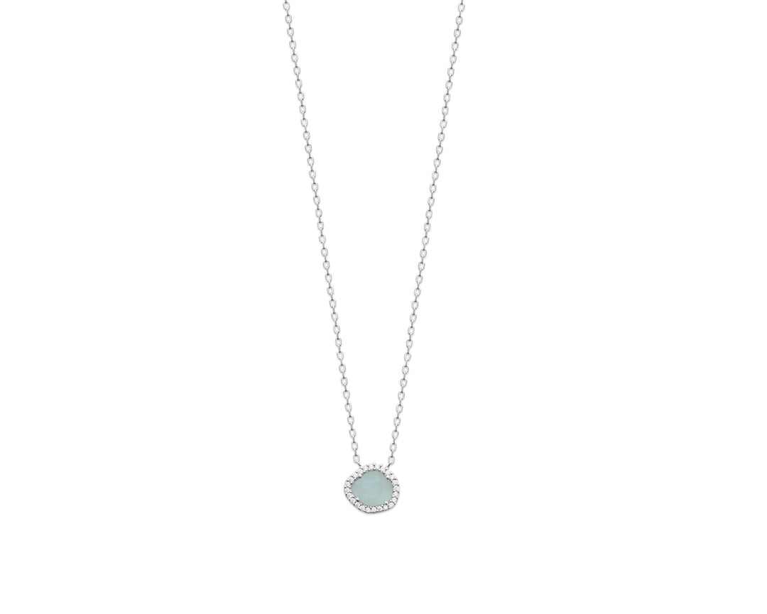 Collier Argent 925 & Agate Bleue Daisy