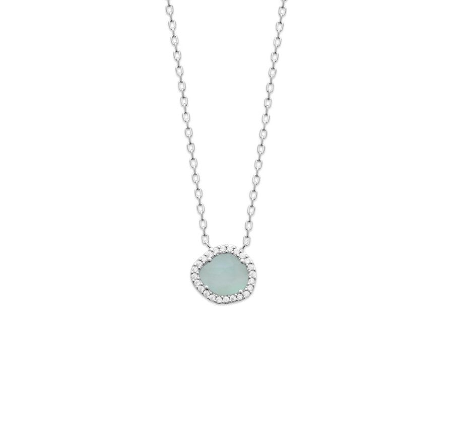 Collier Argent 925 & Agate Bleue Daisy