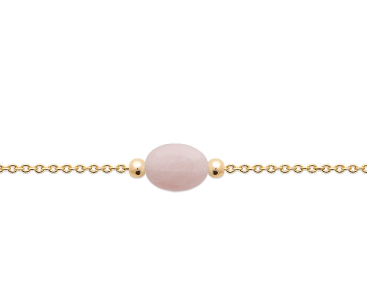 Bracelet Plaqué Or & Quartz Rose Galet