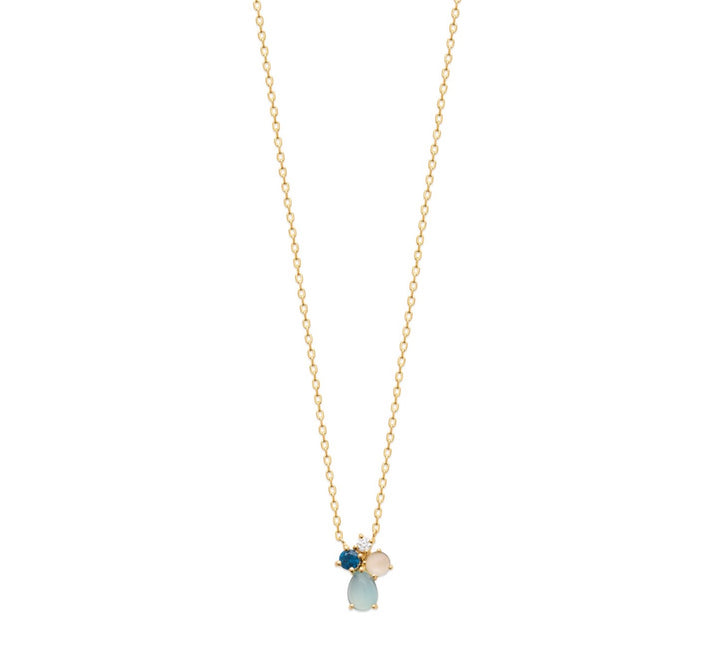 Collier Plaqué Or, OZ & Agate bleue Gaïa