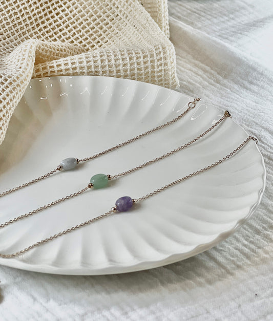 Bracelet Plaqué Or & Améthyste Galet